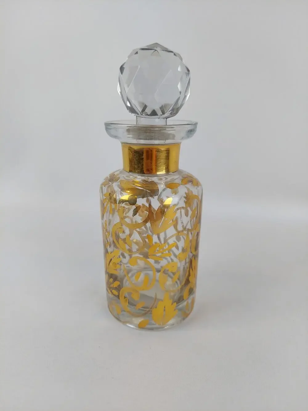 Barreveld International Glass Gold Handpainted Glass Topper Decorative Bottle